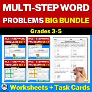 multi-step word problems worksheets and task cards
