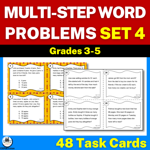 multiple-step word problems all operations task cards