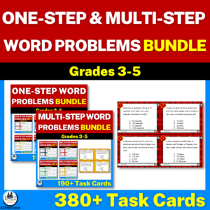 one step and multi step word problems all operations task cards