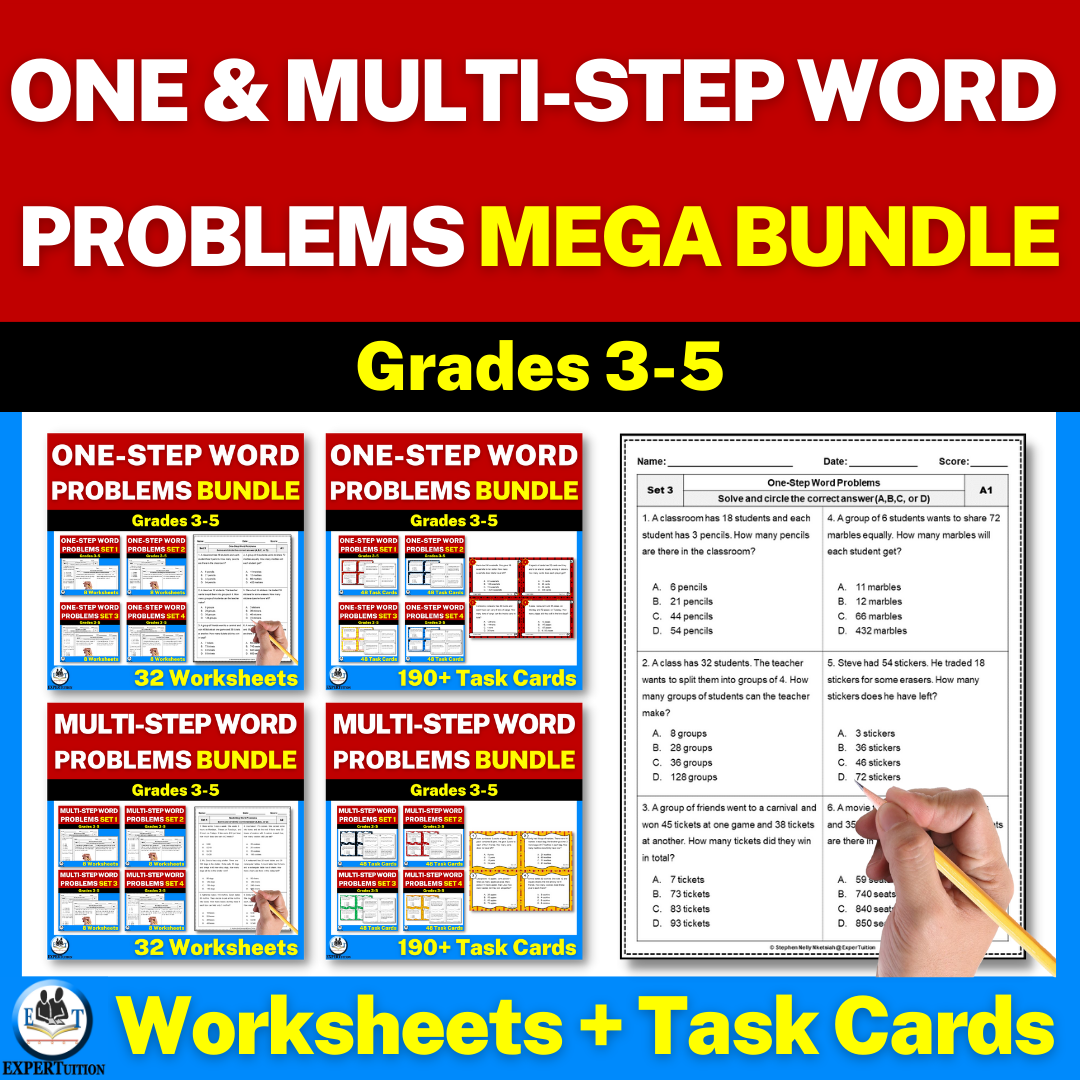 one-step and multi-step word problems all operations