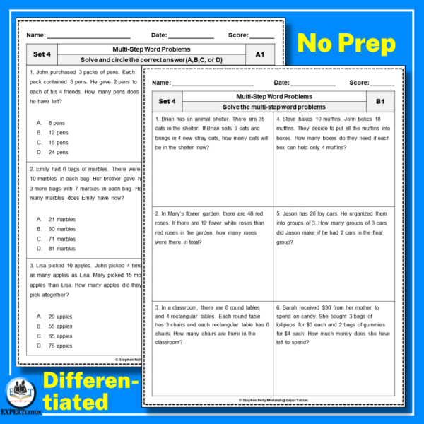 multi-step word problems worksheets