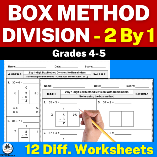 2-digit by 1-digit box method division worksheets