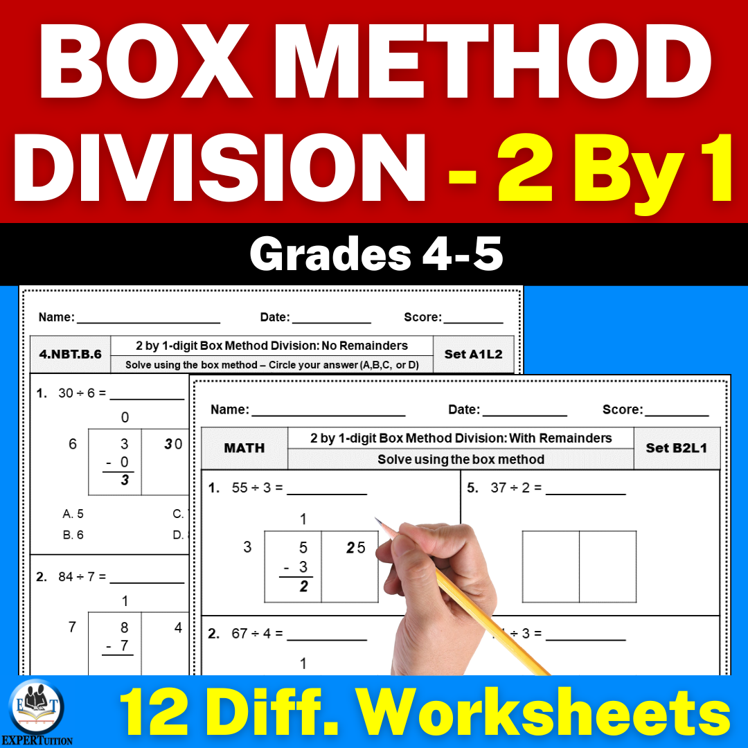 2-digit by 1-digit box method division worksheets