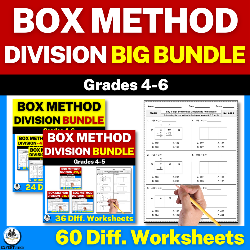 Box Method Division Worksheets for 4th and 5th Grade Bundle - ExperTuition