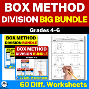 4th 5th grade box method division worksheets bundle
