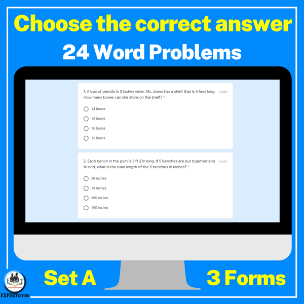 Distance Word Problems - Google Forms