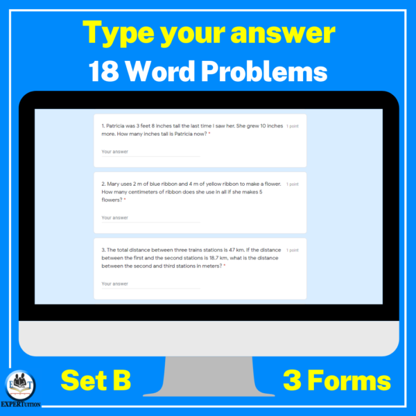 Measurement word problems - distance - Google Forms