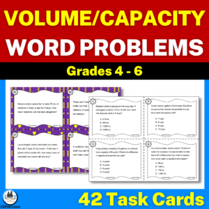 Measurement word problems, liquid volumes