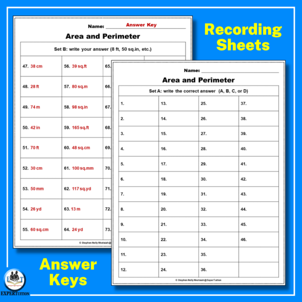area and perimeter task cards