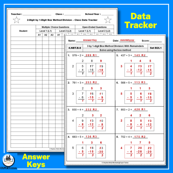 box method division worksheets