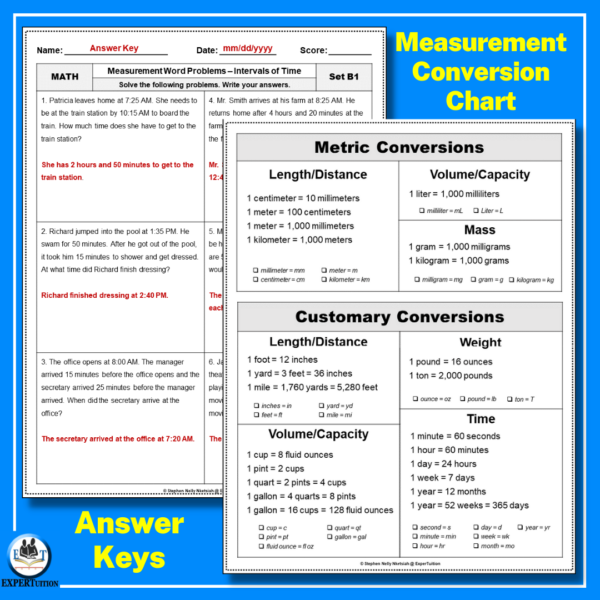 intervals of time word problems, measurement conversion chart