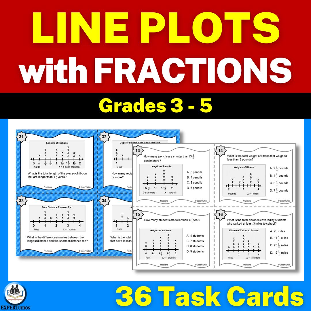 line plots with fractions task cards