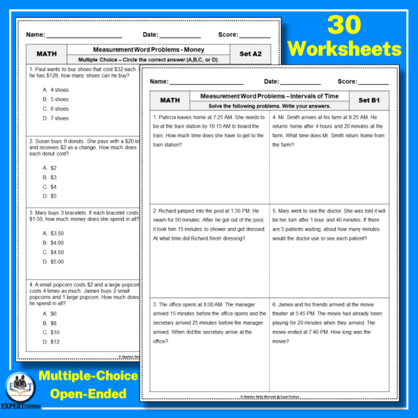 measurement conversions and word problems worksheets