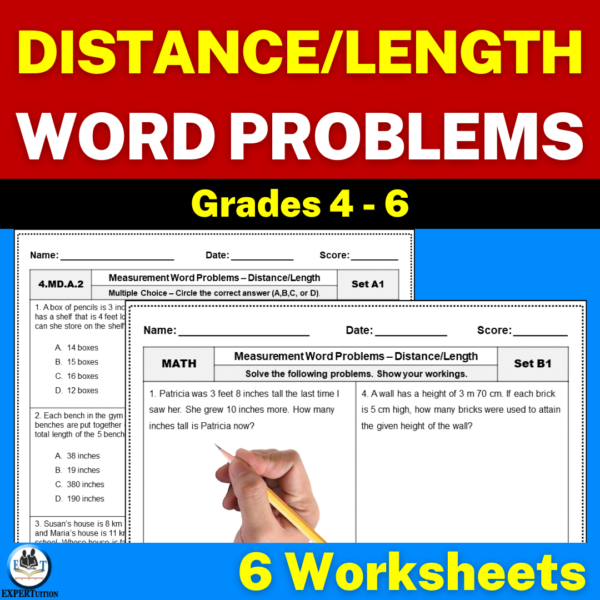 measurement word problems, distance word problems, multi-step word problems.