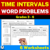 measurement word problems, elapsed time word problems, intervals of time word problems.