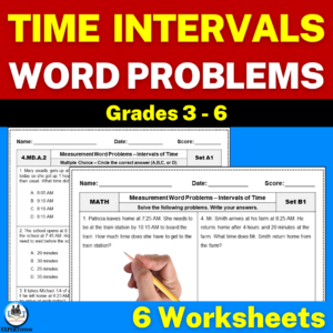 measurement word problems, elapsed time word problems, intervals of time word problems.