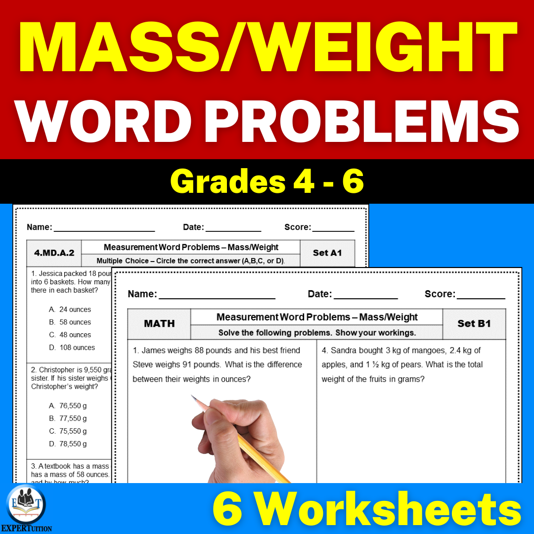 measurement word problems, mass and weight word problems, multi-step word problems.