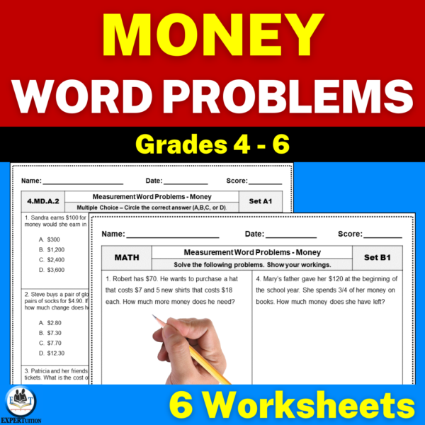 measurement word problems, money word problems, multi-step word problems.