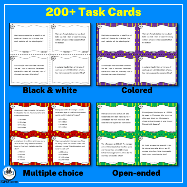 measurement word problems task cards