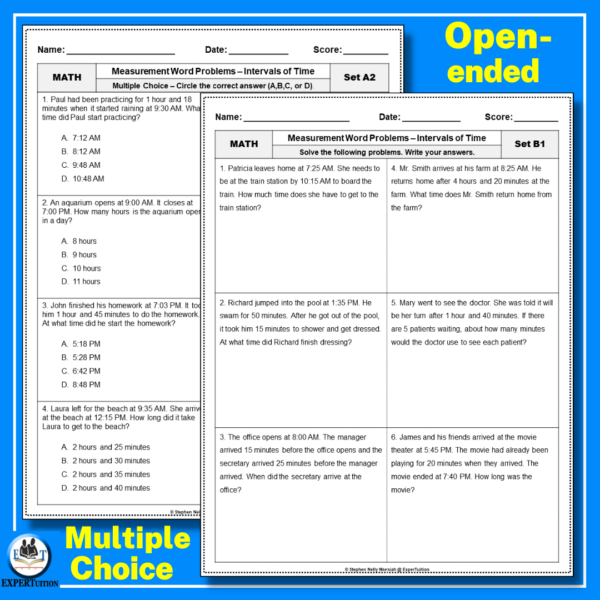 measurement word problems worksheets, elapsed time word problems