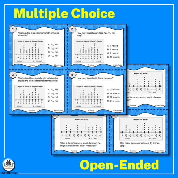 plotting line plots with fractions task cards