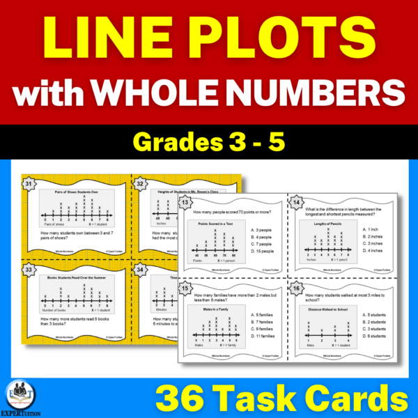plotting line plots with whole numbers task cards