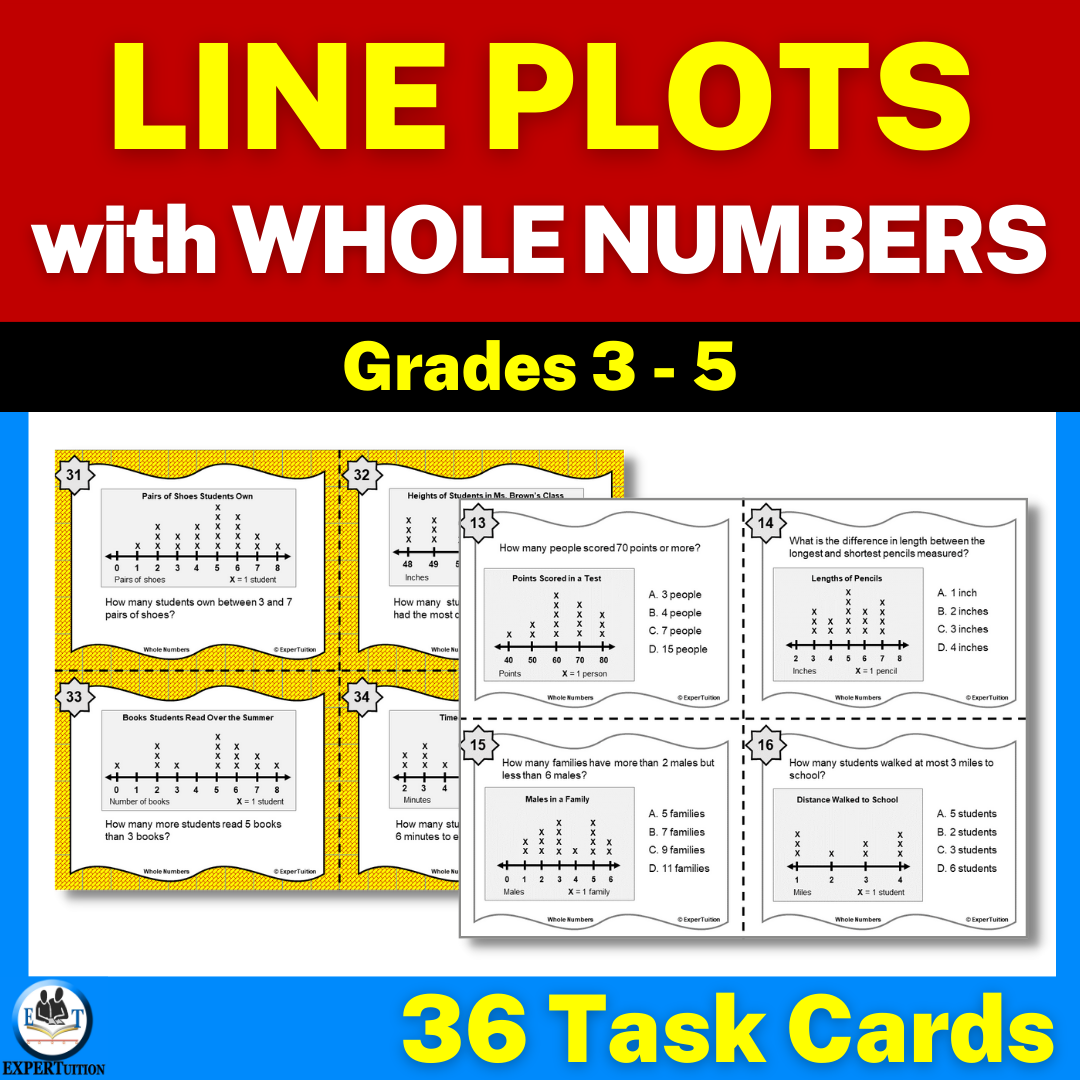 plotting line plots with whole numbers task cards