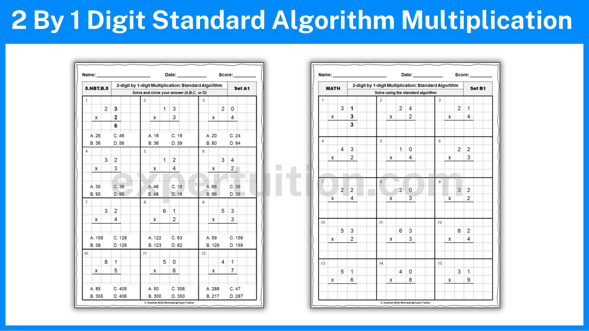 Standard Algorithm Multiplication for 4th and 5th Grades - ExperTuition