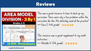 3 digit by 1 digit area model division worksheets