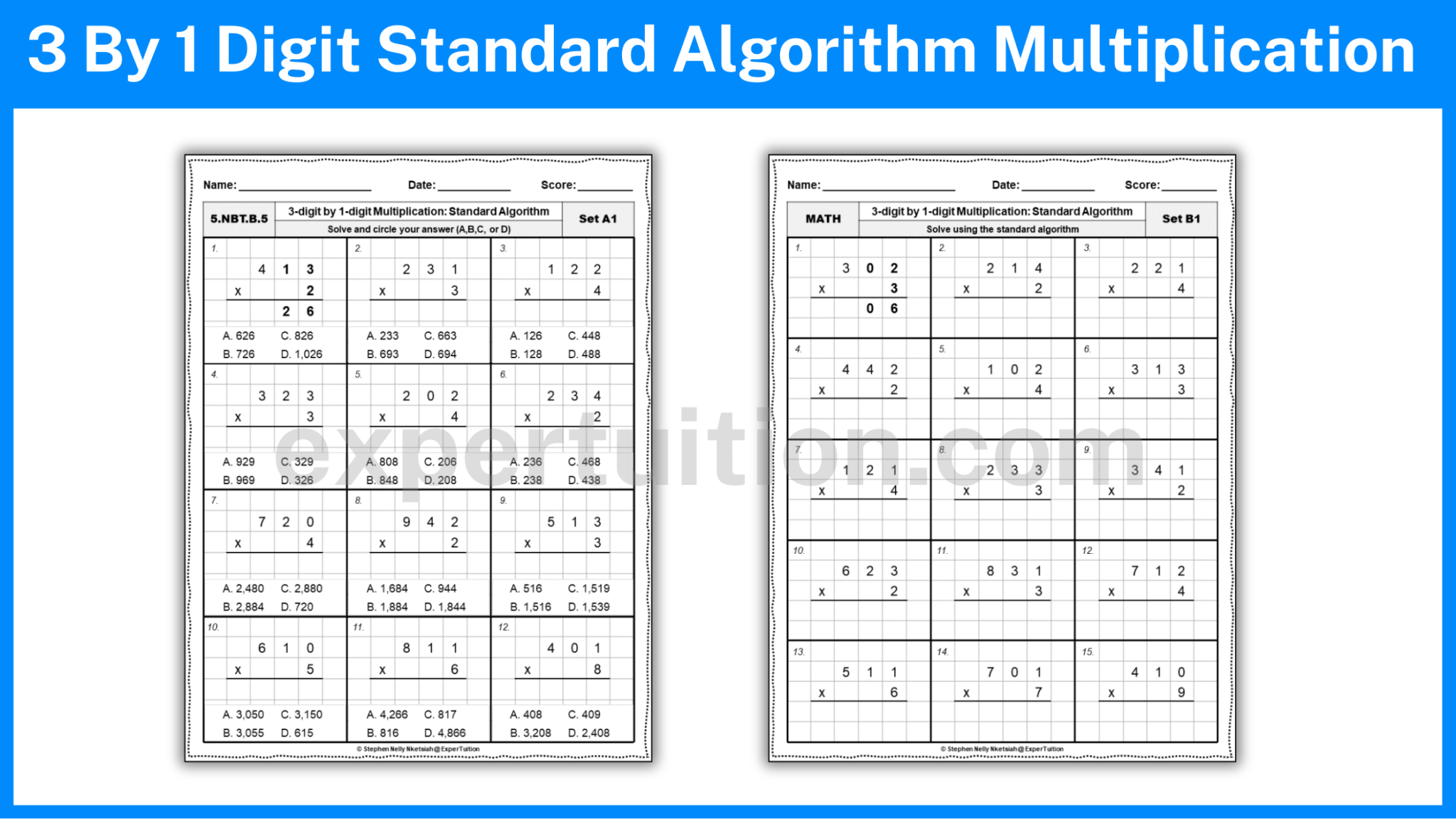 Standard Algorithm Multiplication for 4th and 5th Grades - ExperTuition