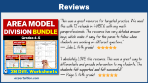 1 digit divisors area model division worksheets