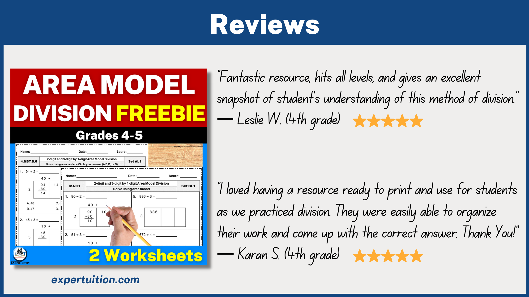 area model division worksheets freebie