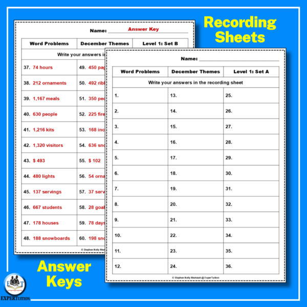 One & Multi Step Word Problems Task Cards – December Themes - Image 4