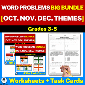 one-step multi-step word problems all operations with Oct Nov Dec themes