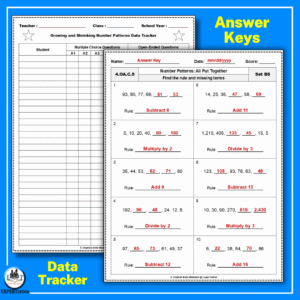 Growing & Shrinking Number Patterns Worksheets 3rd, 4th, 5th grades ...