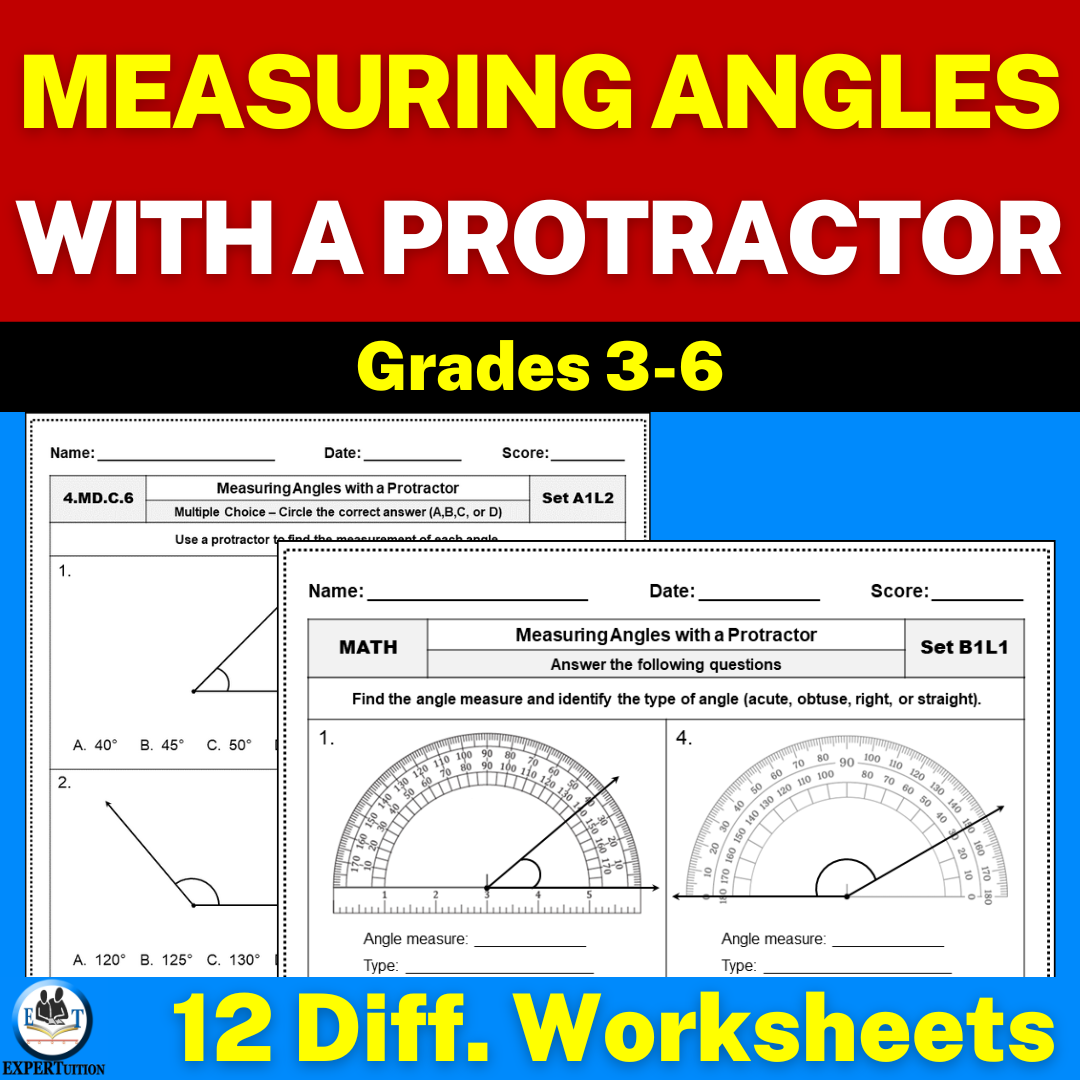 Measuring Angles with a protractor Worksheets