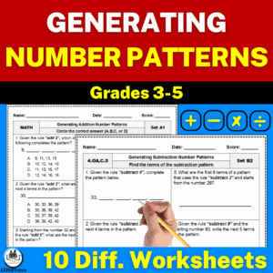 generating number patterns worksheets grades 3, 4, 5