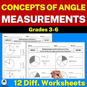 concepts of angle measurement, relating angles, degree angles, rotations and fractional parts of a circle
