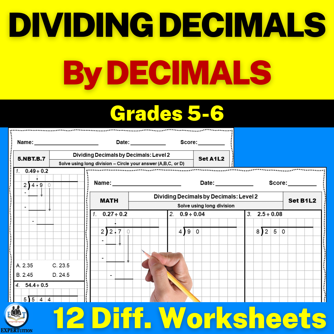 dividing decimals by decimals using long division worksheets