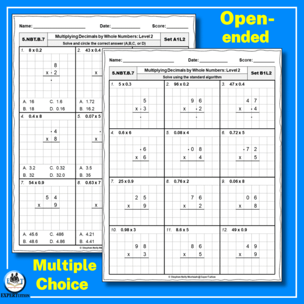 Multiplying Decimals by Whole Numbers Worksheets - ExperTuition