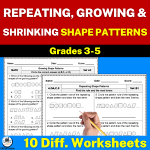 repeating, growing, and shrinking shape patterns worksheets