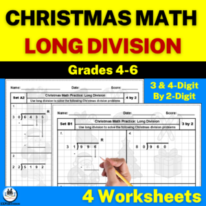 Christmas Long Division Worksheets 5th 6th Grade - 2 digit divisors