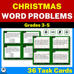Christmas one-step and multi-step word problems task cards.