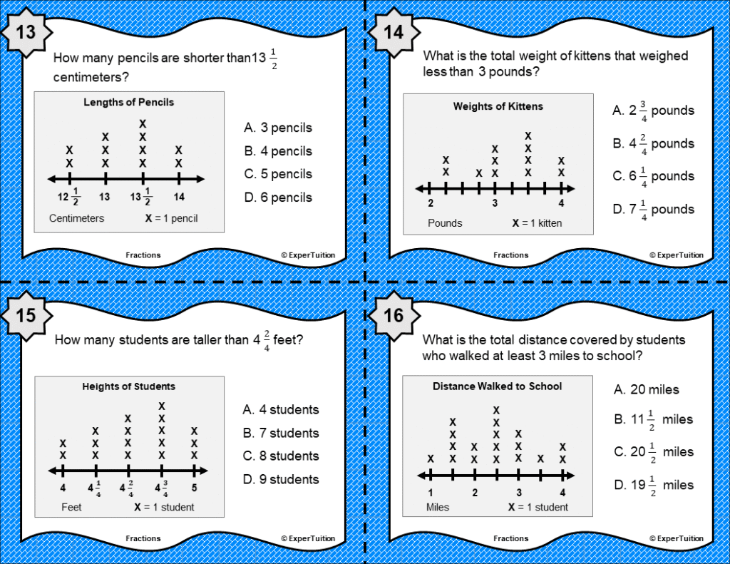 Line Plots with Fractions Task Cards
