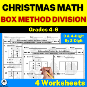 Christmas Box Method Division Worksheets - 2 digit divisors