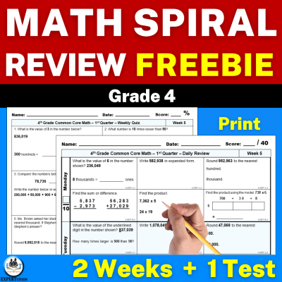 free math spiral review worksheets grade 4