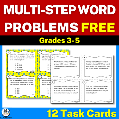 multi step word problems all operations task cards
